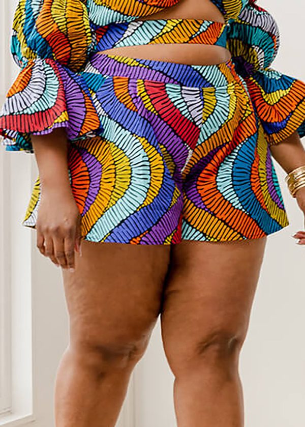 Nafasi Women s African Print Wide Leg Shorts (Abstract Lines) - Clearance For Cheap