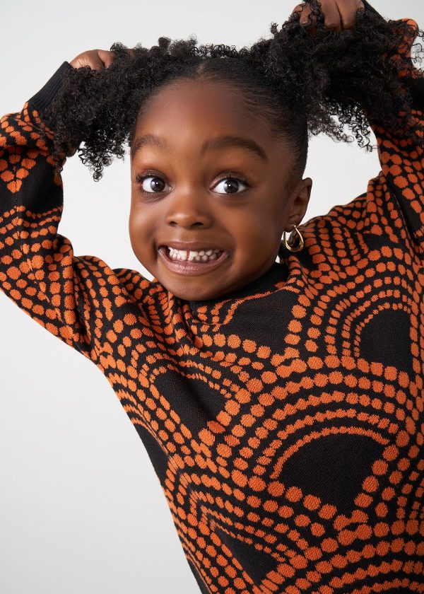 Oma Kids Unisex African Print Sweater (Black Amber Dots) Online - Image 2