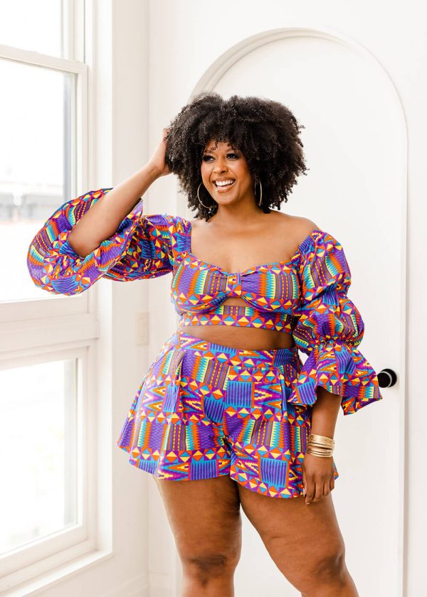 Binti Women s African Print Crop Top (Rainbow Kente)-Clearance For Discount - Image 5