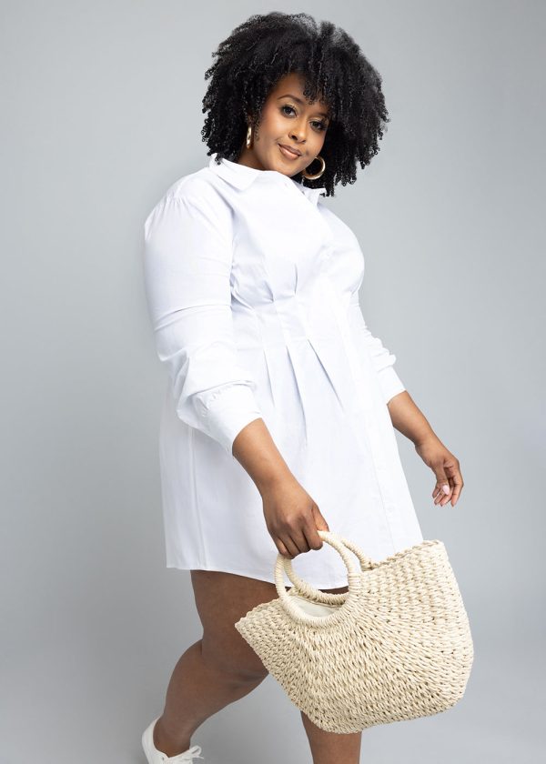 Safi Women s Button-Up Shirt Dress (White) Online now - Image 3