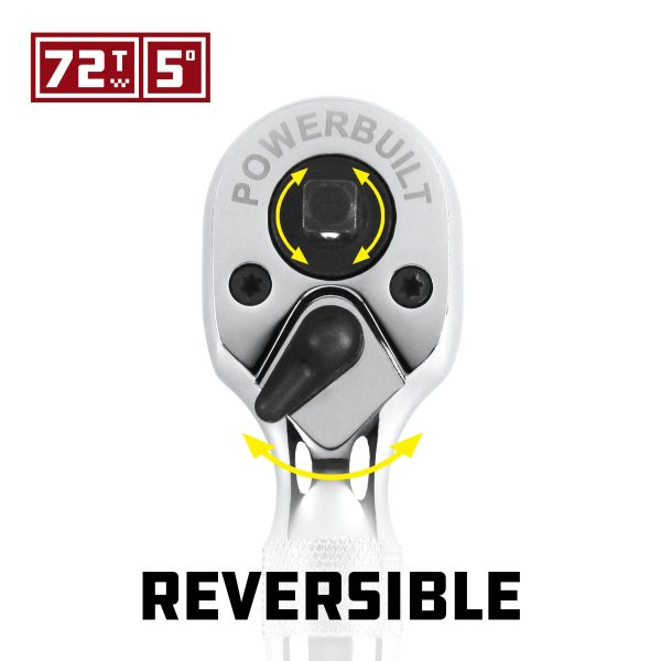 1 4 in. and 3 8 in. Dr. 72 Tooth Dual Head Stubby Ratchet Sale - Image 4