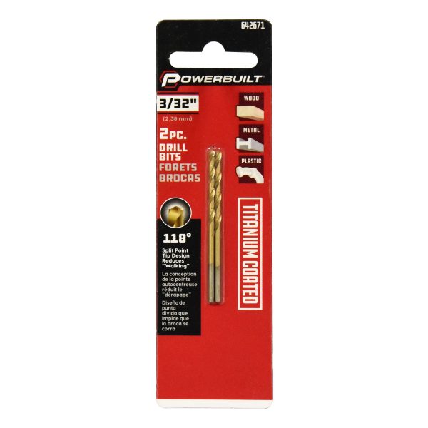 Powerbuilt 3 32  Titanium Drill Bit (2Pk) - 642671 Cheap - Image 2