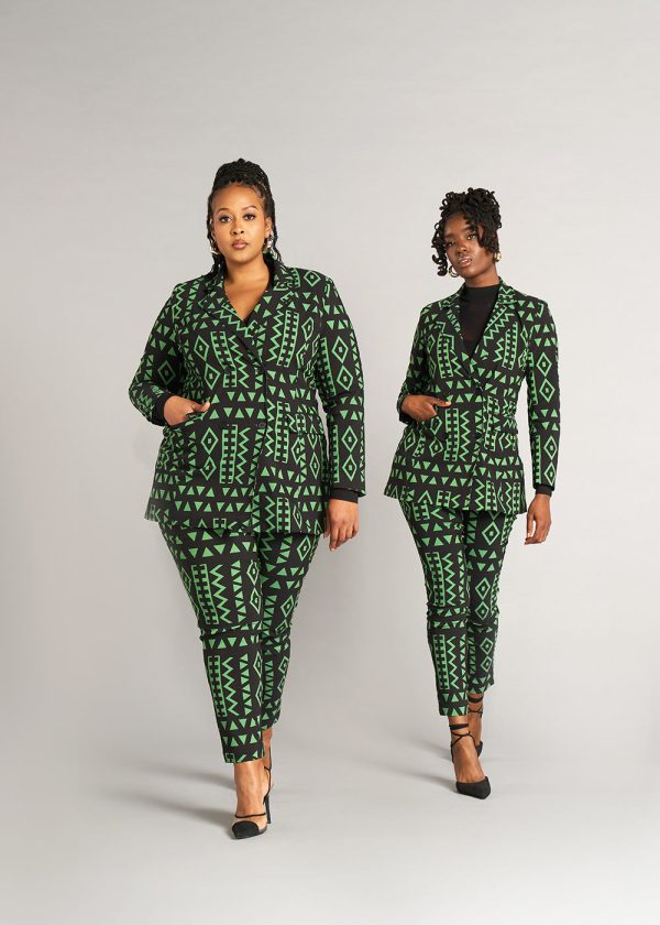Uyai Women s African Print Stretch Blazer (Moss Black Geometric) - Clearance Cheap - Image 5